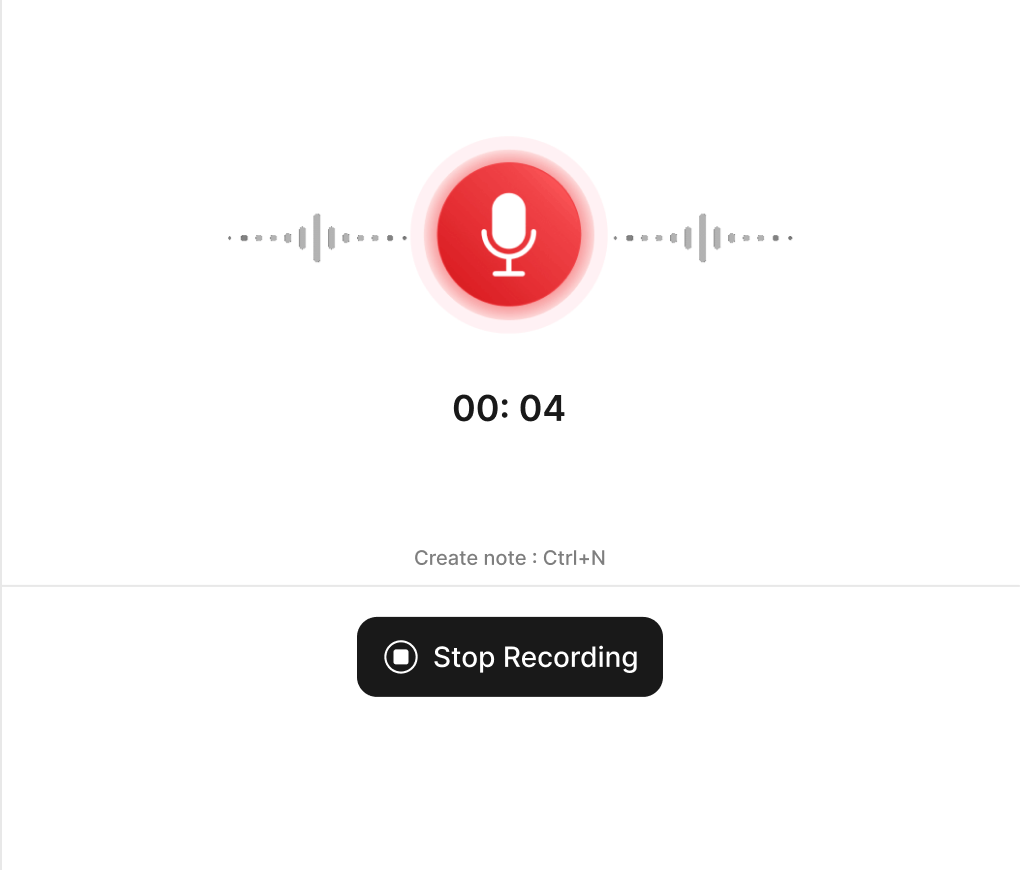 Voice recording interface in Zebra Notes